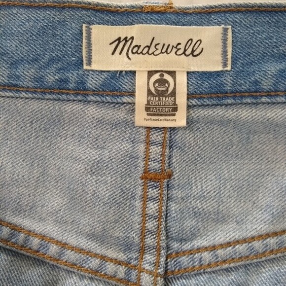 *2/$25* Madewell Rigid Denim Mini Skirt 28 Waist Womens Light Wash Raw Hem L4531 - Picture 5 of 10